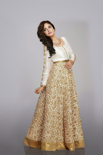 Nandita Swetha Tamil Telugu Actress in Beautiful Beigh Cream Anarkali Dress Stunning Modeling Pics (10)